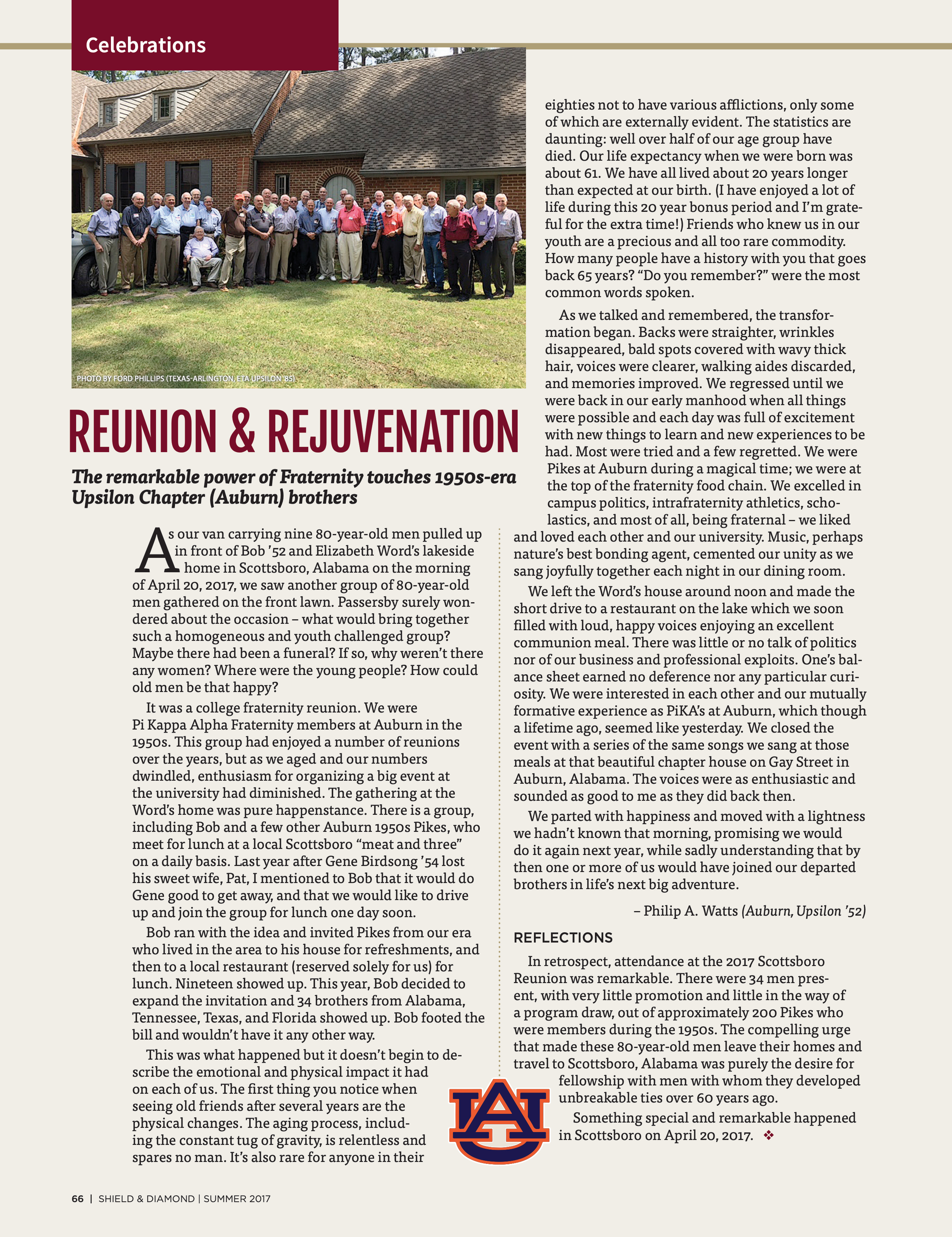 Celebrations: Reunion & Rejuvenation, Summer 2017